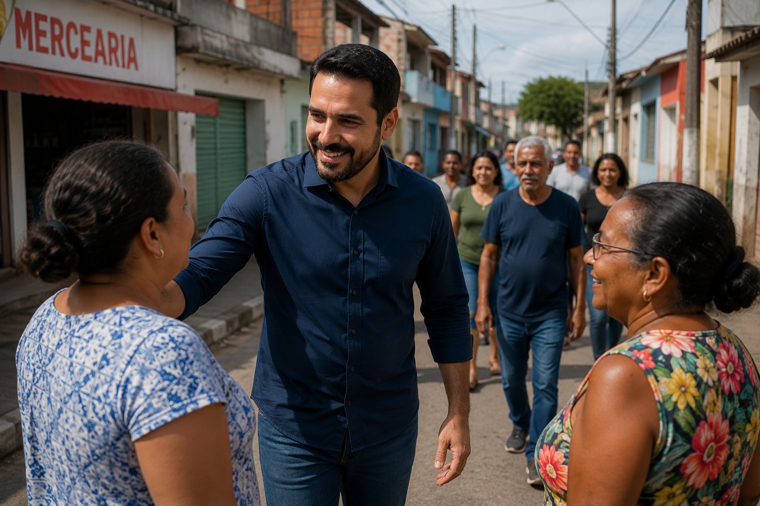 Conversa com moradores no comércio local