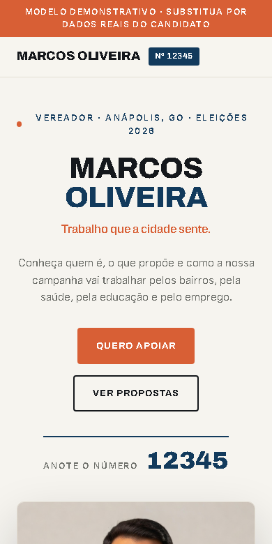 Site oficial de campanha no celular
